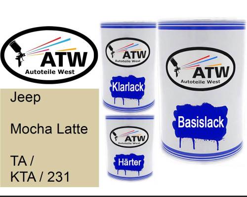 Jeep, Mocha Latte, TA / KTA / 231: 500ml Lackdose + 500ml Klarlack + 250ml Härter - Set, von ATW Autoteile West.